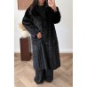 Haina Palton Kintted PREMIUM Blana Black Oversized cu gluga