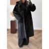 Haina Palton Kintted PREMIUM Blana Black Oversized cu gluga