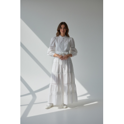 Rochie SUPERPREMIUM Zimmia White cu nasturi din strasuri