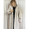 Haina Palton Kintted PREMIUM Blana Bej Oversized cu gluga