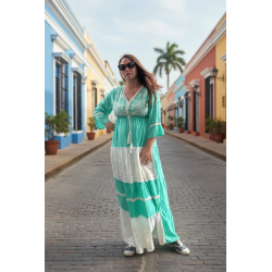 Rochie Boho verde turcoaz...