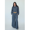 Compleu denim subtire cu centura inclusa blue