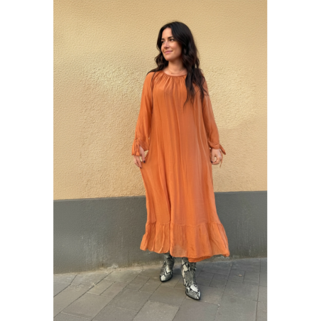 Rochie din matase cu vascoza Manilla Orange