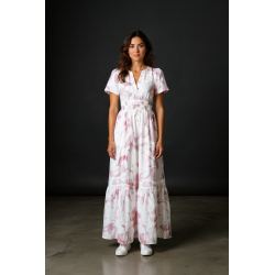 Rochie Poplin alba cu flori...