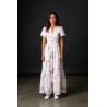Rochie Poplin alba cu flori delicate marime mare si mica