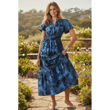 Rochie Poplin albastra marime mare si mica