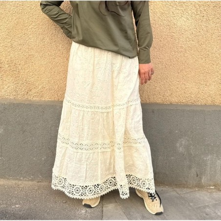 Fusta broderie englezeasca Bej