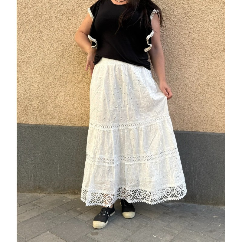 Fusta broderie englezeasca Alba