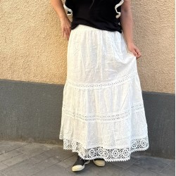 Fusta broderie englezeasca Alba