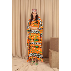 Rochie caftan Happy orange vascoza marime mare