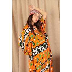 Rochie caftan Happy orange vascoza marime mare