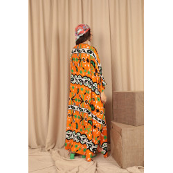 Rochie caftan Happy orange vascoza marime mare