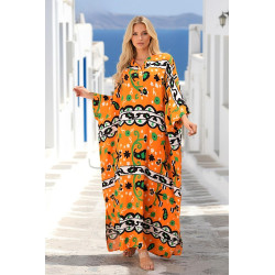 Rochie caftan Happy orange vascoza marime mare