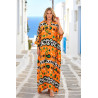 Rochie caftan Happy orange vascoza marime mare