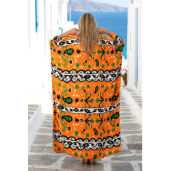 Rochie caftan Happy orange vascoza marime mare