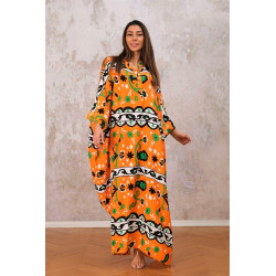 Rochie caftan Happy orange vascoza marime mare