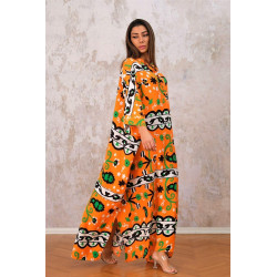 Rochie caftan Happy orange vascoza marime mare