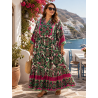 Rochie vascoza Marime Mare verde cu roz