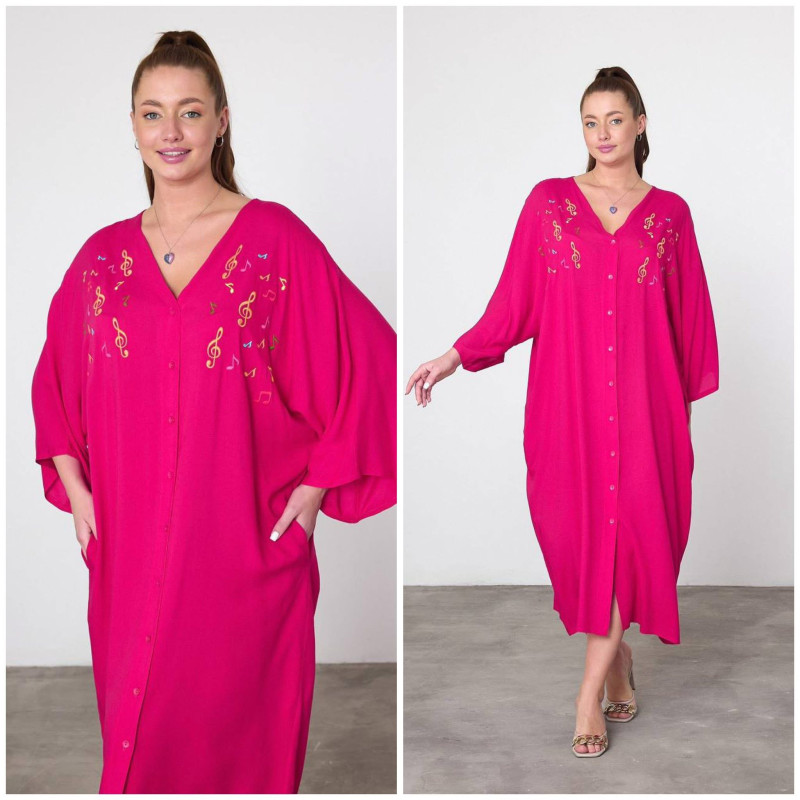 Rochie caftan marime mare Music Fucsia