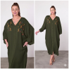 Rochie caftan marime mare Music Kaki