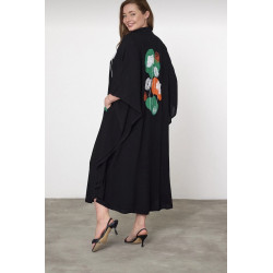 Rochie caftan vascoza marime mare Verde - Negru