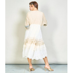 Rochie Boho Midi Marime Mare Dantela cu Paiete Albastre