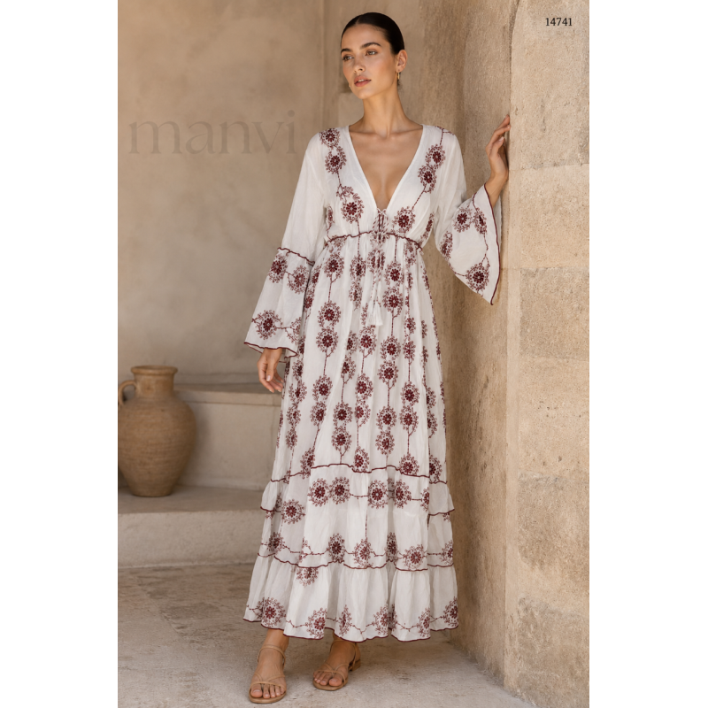 Rochie BOHO Espagnia Suprema White & Red