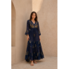 Rochie BOHO Manvi Navy cu aplicatii aurii