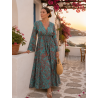 Rochie Boho Art Silk Manvi Verde-turcoaz cu caramiziu