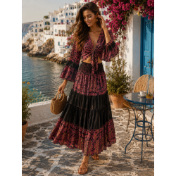Compleu BOHO Red&Black Seda