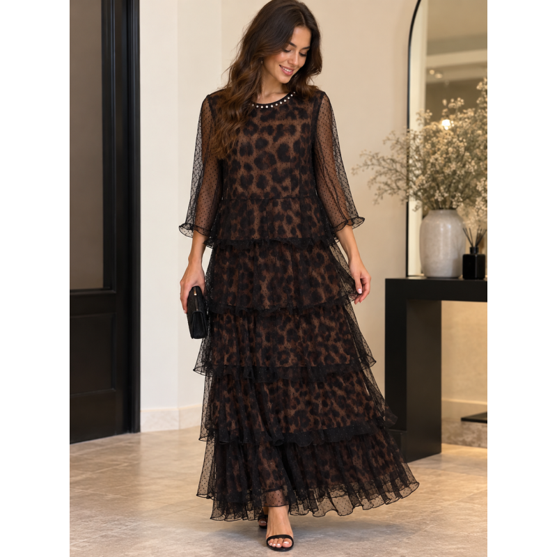 Rochie Animal Print cu Voal