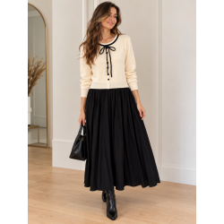 Rochie Mirelle Beige cu Negru