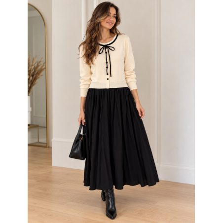 Rochie Mirelle Beige cu Negru