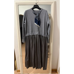Rochie Mirelle Gri cu Esarfa
