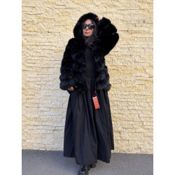 Haina din blana artificiala fluffy foxy cu gluga