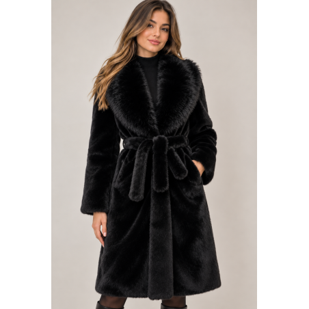 Haina din blana artificiala Elegancia Long Black