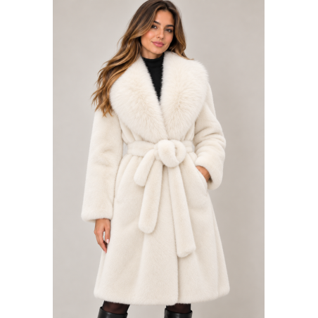 Haina din blana artificiala Elegancia Long White