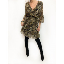 Rochie scurta animal print din voal