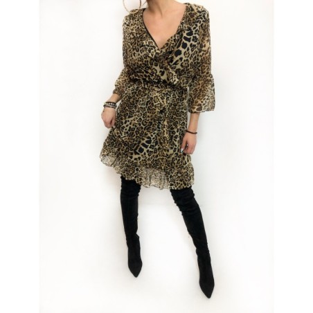 Rochie scurta animal print din voal