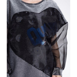 Bluza funky cu organza la maneci